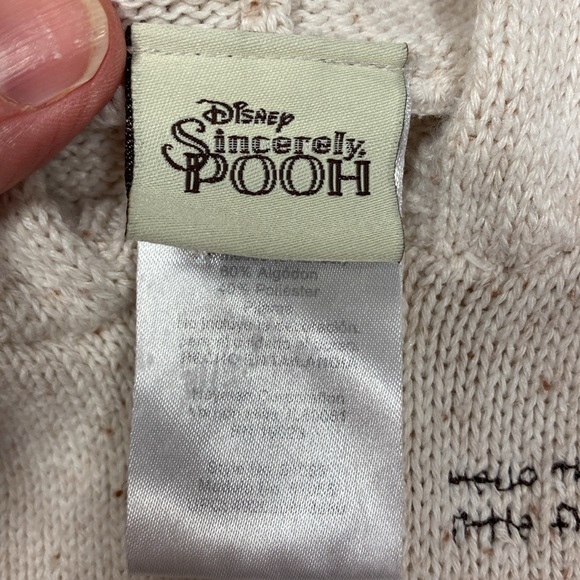 Disney sincerely Pooh oatmeal knit zip hooded eared sweater 0/3m - Picture 6 of 8